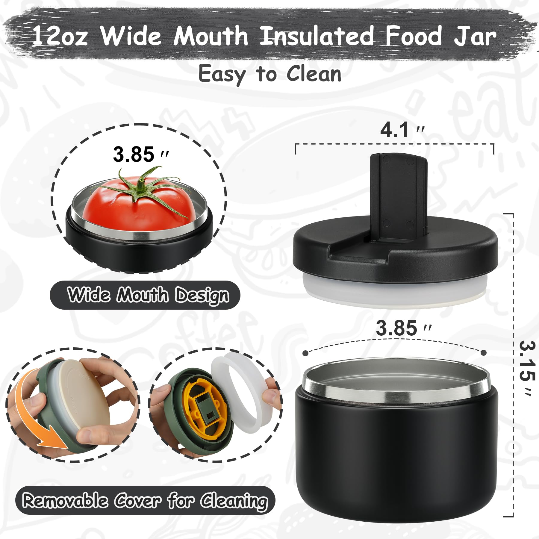 Pawtong wide-mouth design for easy filling and cleaning after meals