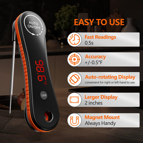 Paysean IP67 waterproof thermometer with full-screen design for safe cleaning