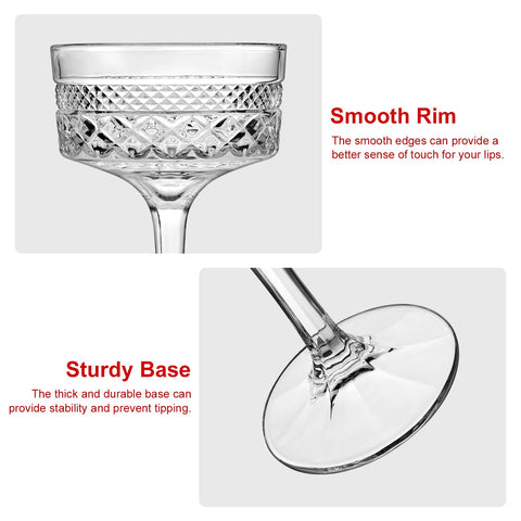 Paysky ribbed coupe glasses 10 oz inside shot, showcases vibrant layered drinks