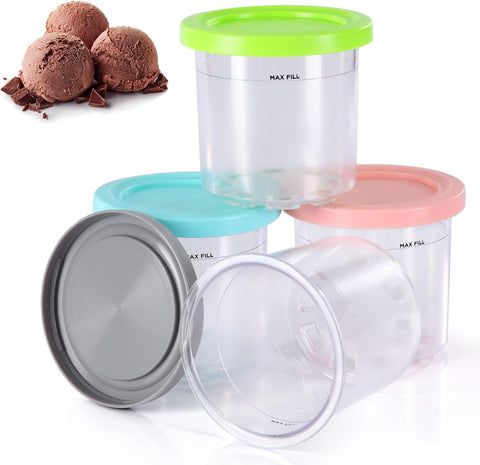 PCTTOIL 4-pack pint containers for Ninja Creami, easy storage and mixing