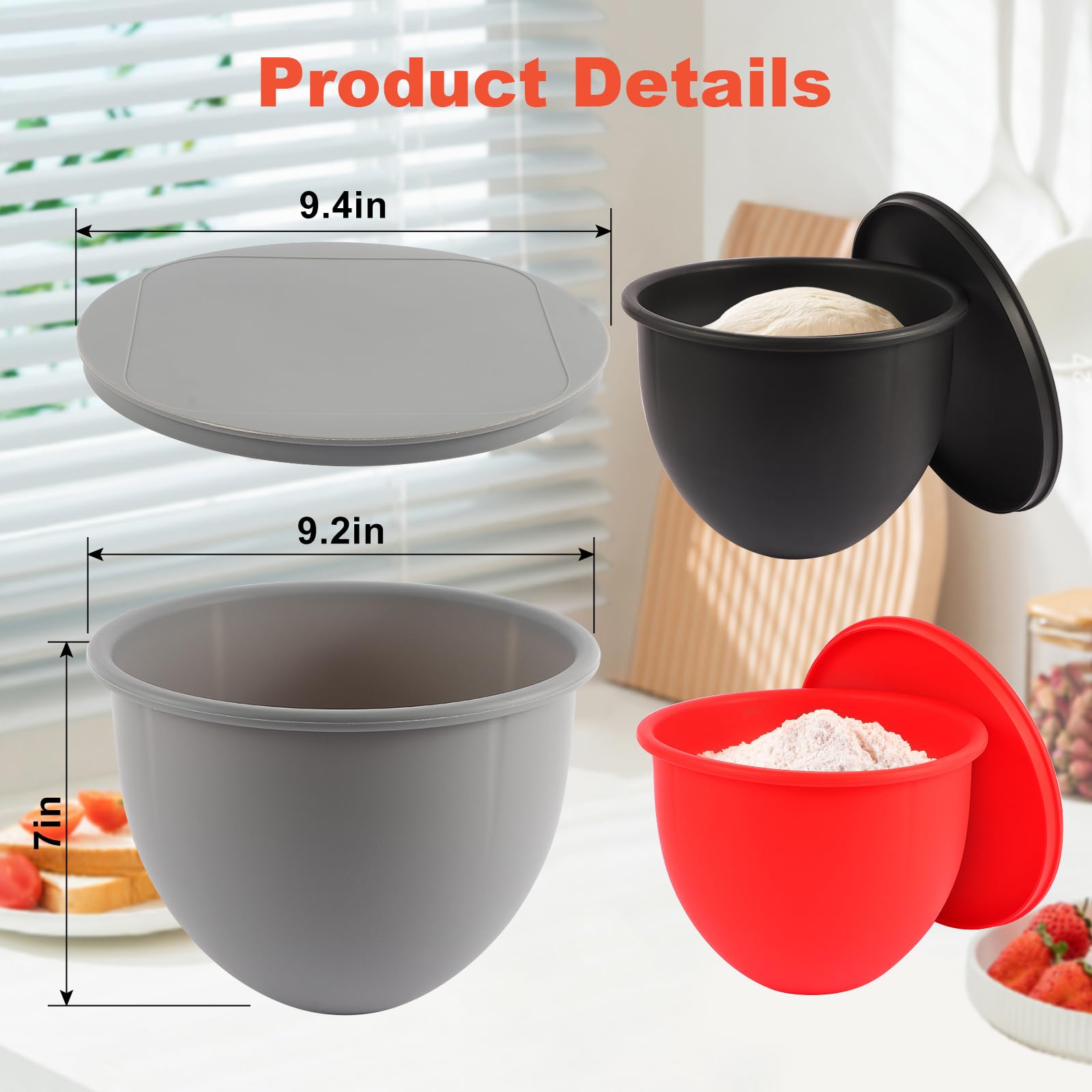 Pcttoil silicone lid attached to liner protects dough from dust