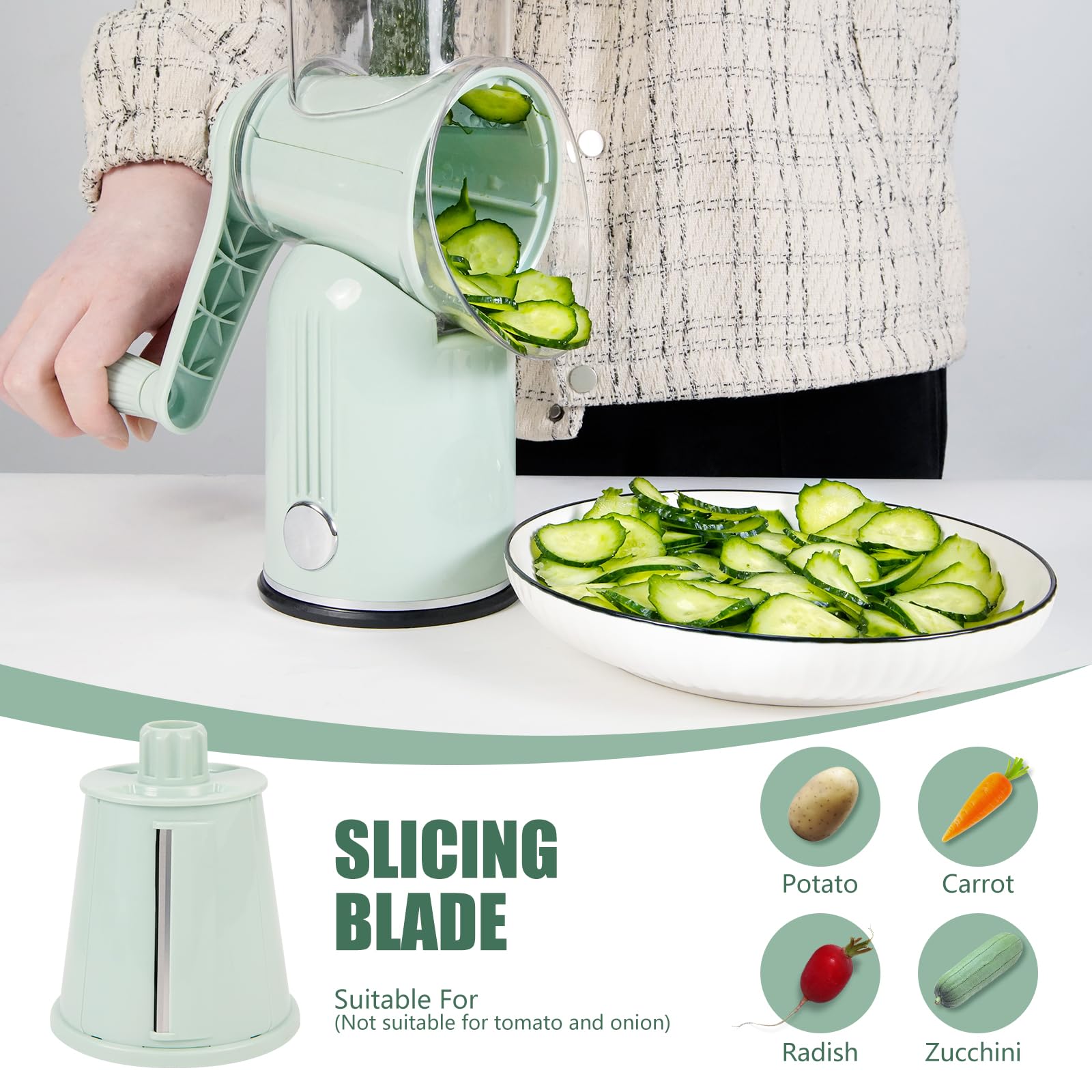 PDAENLKY 5-in-1 blade set enables versatile slicing, shredding, and grinding