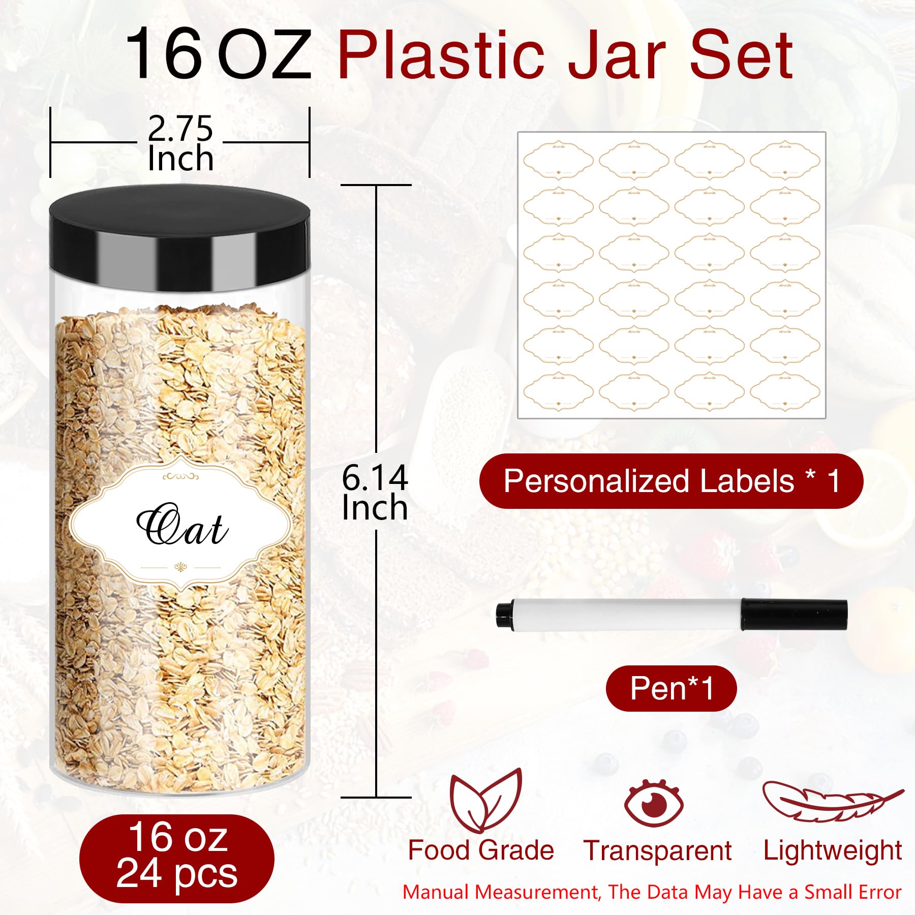 PeacePeo 24-pack clear jars with lids stacked to save space