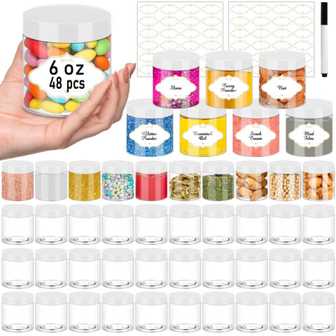 PeacePeo 6oz clear jar with wide mouth and white lid for easy filling and reuse.
