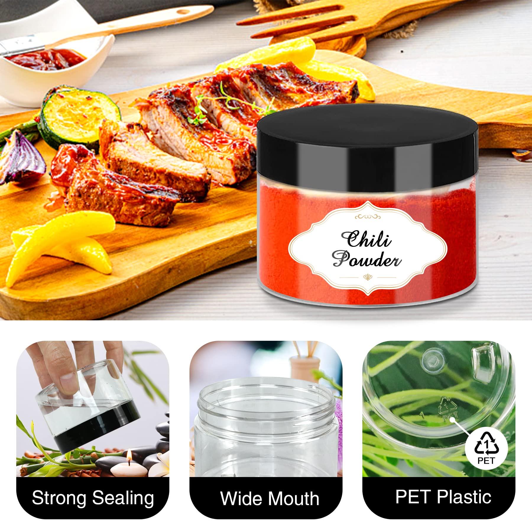 PeacePeo airtight screw-on lid jars demonstrate secure travel storage.