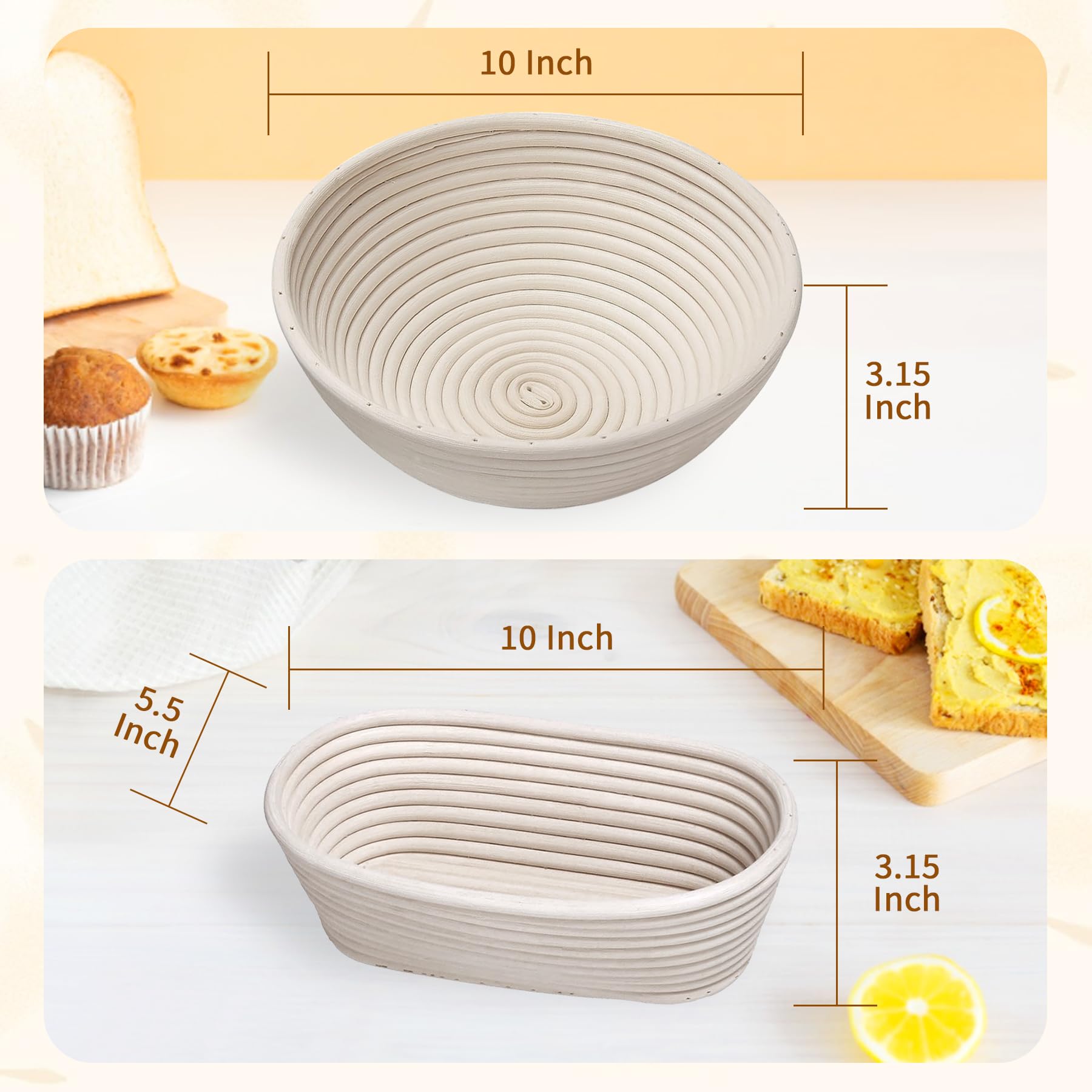 PeacePeo oval banneton bread proofing basket helps rustic dough maintain form during proofing.