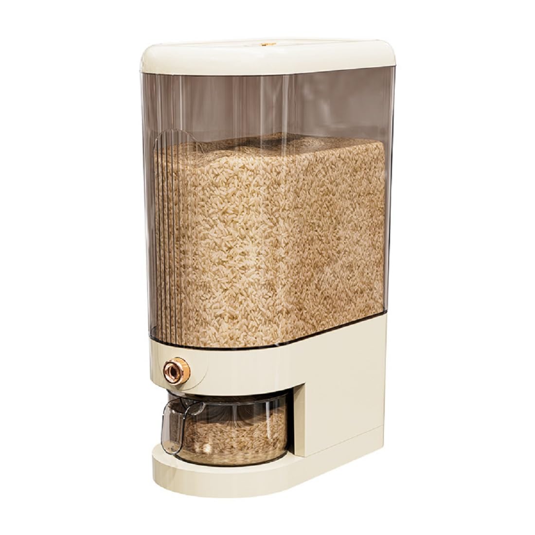 Peaoop rice dispenser dispensing action illustrates quick, controlled portioning.