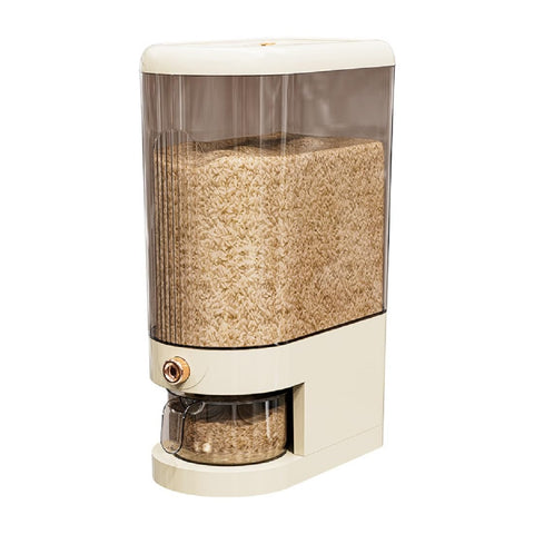 Peaoop rice dispenser dispensing action illustrates quick, controlled portioning.
