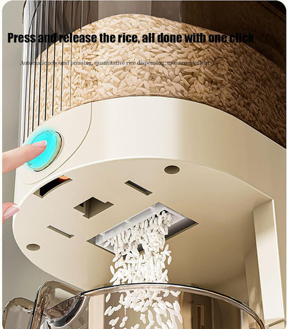 Peaoop rice dispenser measuring cup inside supports consistent servings for meals.