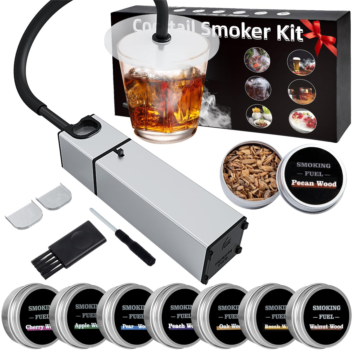 Pecrol whiskey smoker kit chamber enables easy setup for authentic smoky flavor.