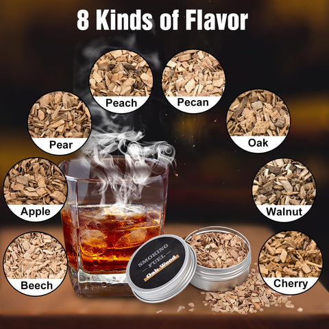 Pecrol wood chips eight flavors highlight natural smoke for foods and drinks.