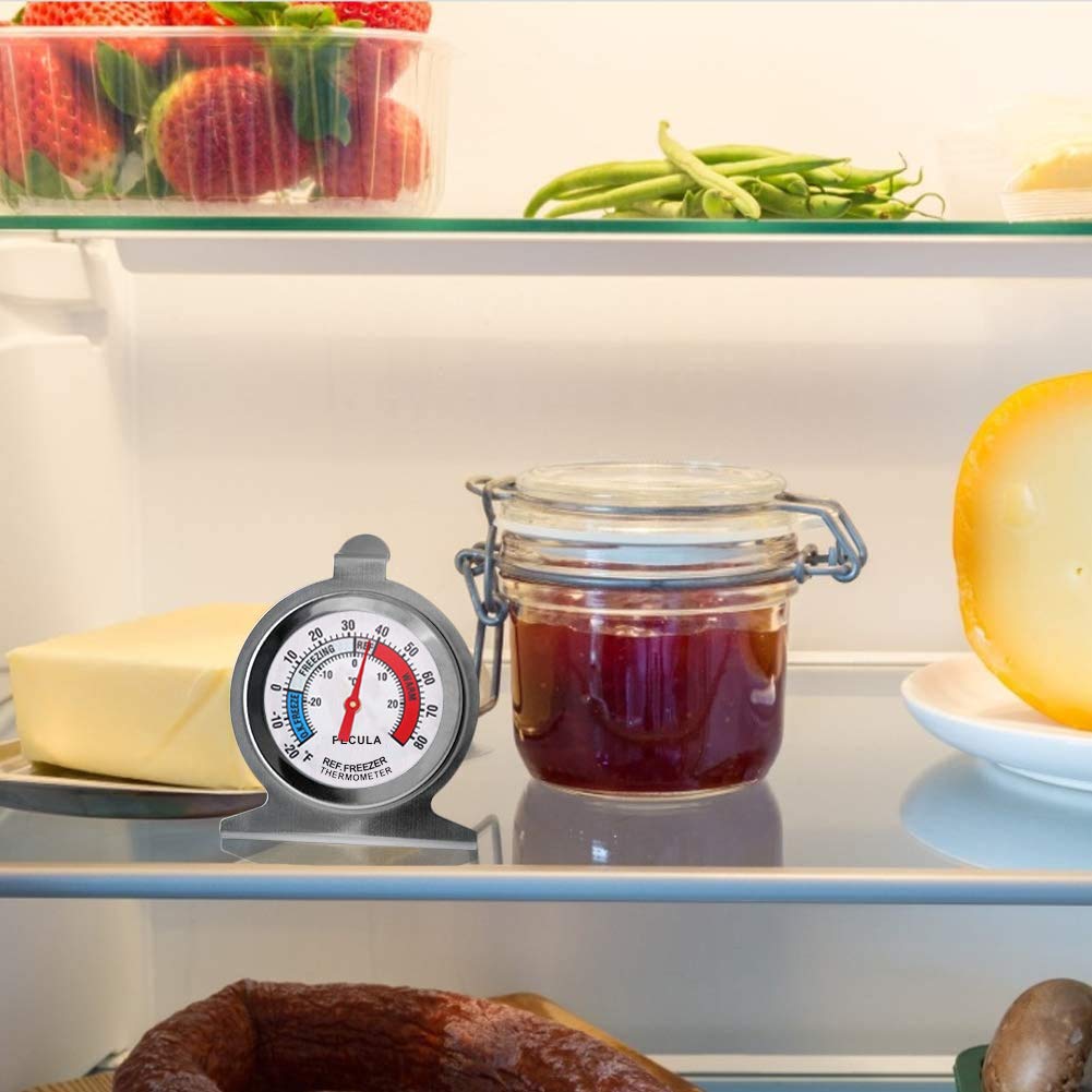 PECULA four-pack refrigerator thermometer for multi-item monitoring.