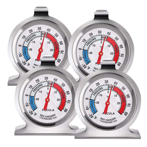 PECULA refrigerator thermometer large dial for quick, accurate readings.