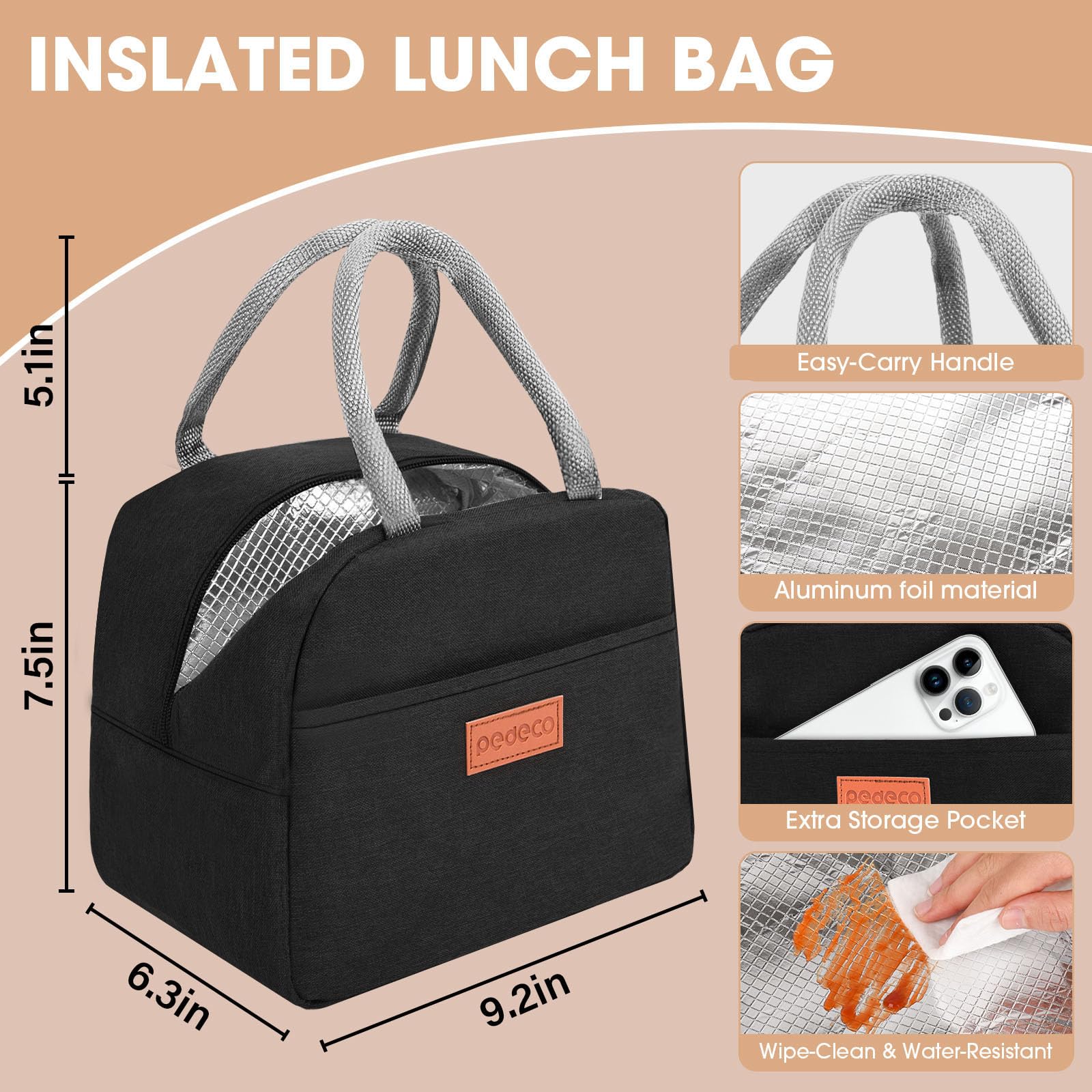 PEDECO detachable divider offers flexible meal layouts.