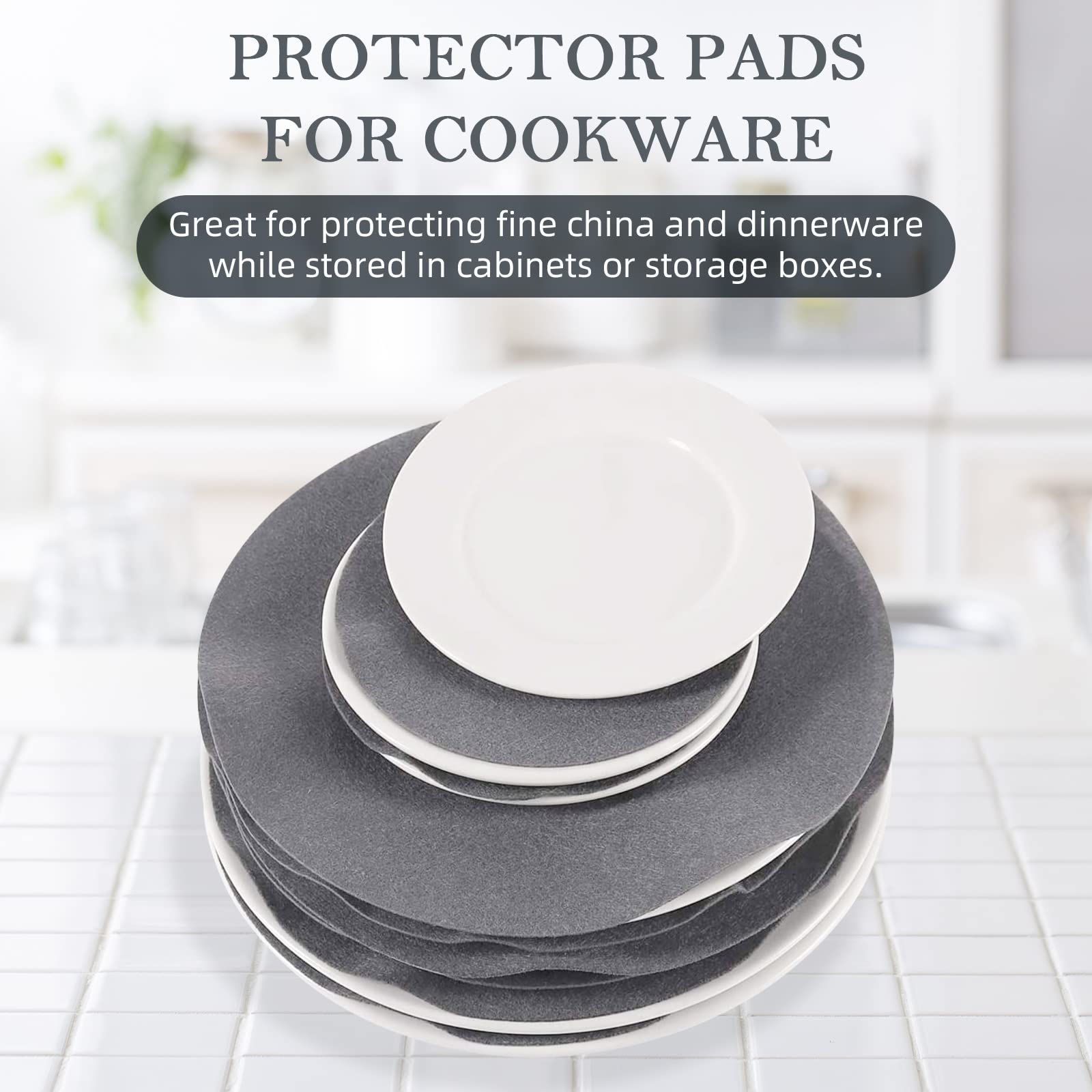 Pehciroe 7.5in medium felt divider safeguards plates during stacking.