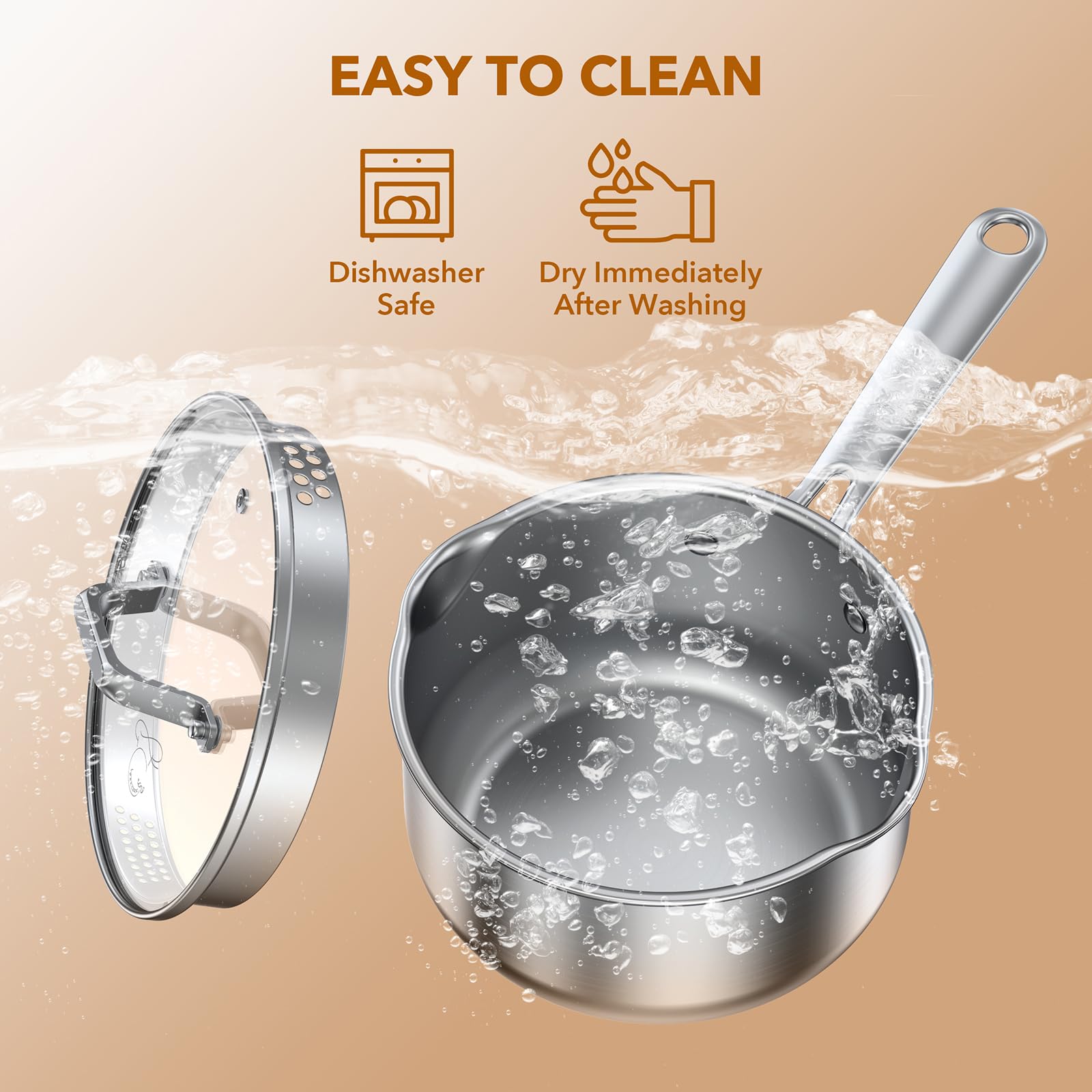 PekGema glass lid with dual drain holes for efficient straining.
