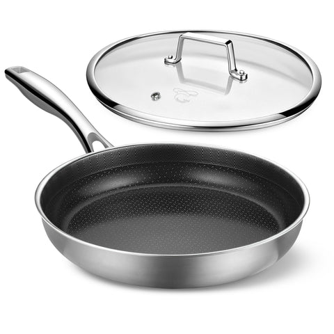 PekGema Hybrid Nonstick Pan 12-inch top view shows durable design for everyday searing