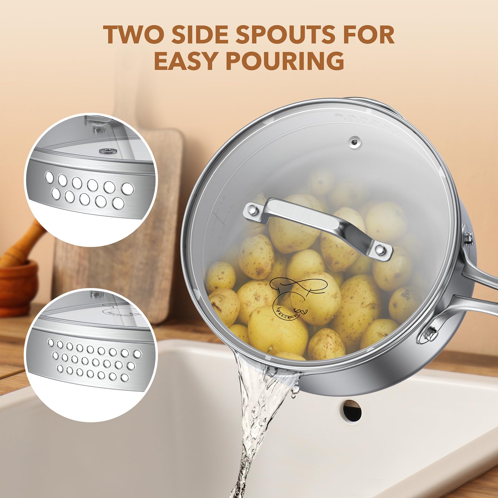 PekGema induction-ready saucepan compatible with all cooktops for versatile cooking.