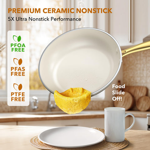 PekGema 4qt sauté pan with lid for flavorful vegetable and meat sautés