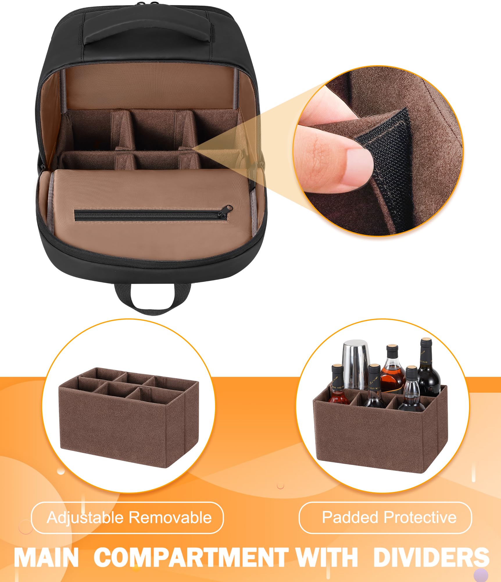 PEKREWS interior with adjustable dividers fits varied bar bottles