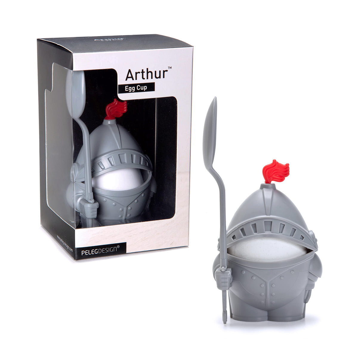 PELEG DESIGN Arthur Knight egg cup keeps eggs upright for easy serving.