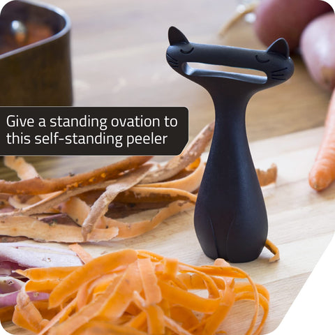 Peleg Design CatPeeler black plastic body with cat tongue detail, dishwasher-safe.