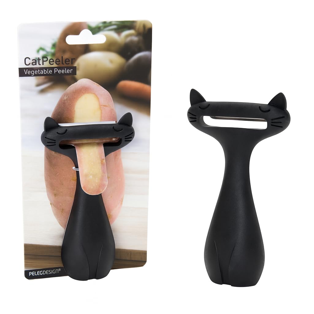 Peleg Design CatPeeler cat head close-up showing playful kitchen décor and sharp blade.