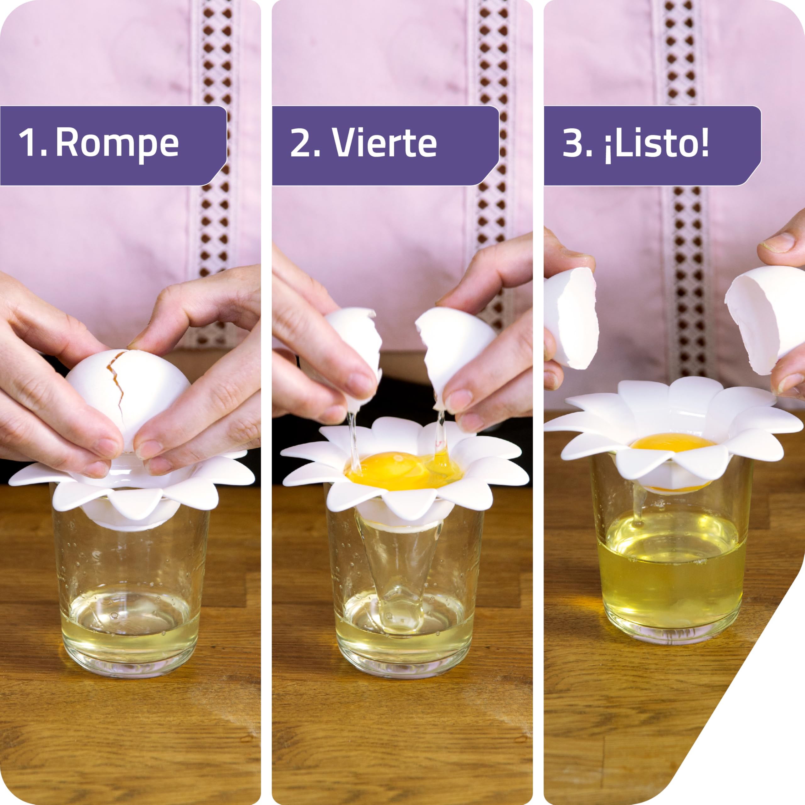 Flower motif on the Daisy Egg Separator adds charm to any kitchen counter