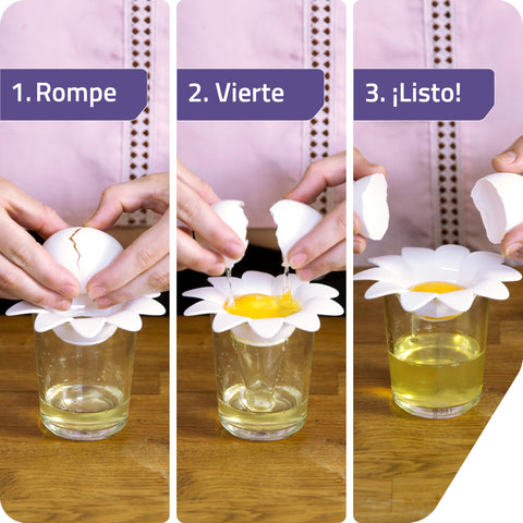 Flower motif on the Daisy Egg Separator adds charm to any kitchen counter