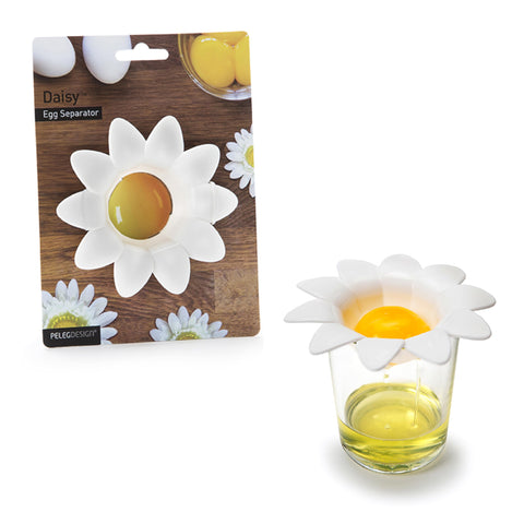 Peleg Design Daisy Egg Separator on a cup for quick yolk separation during baking