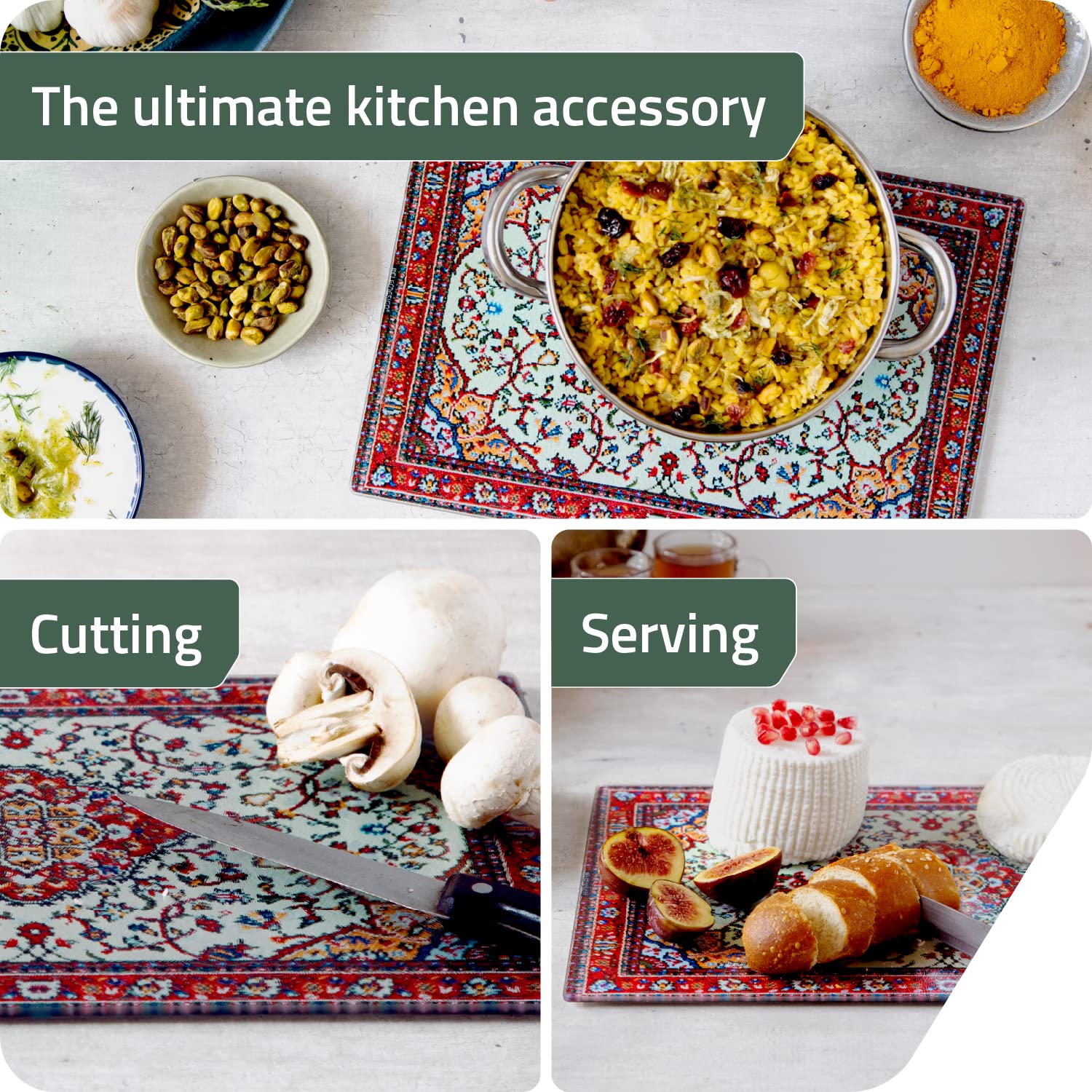 PELEG DESIGN Rugboard cutting board with vegetables highlights multi-use for chopping and serving.