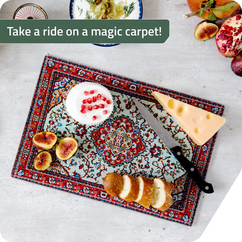 PELEG DESIGN Rugboard serving tray with cheese showcases versatile presentation and easy cleanup.