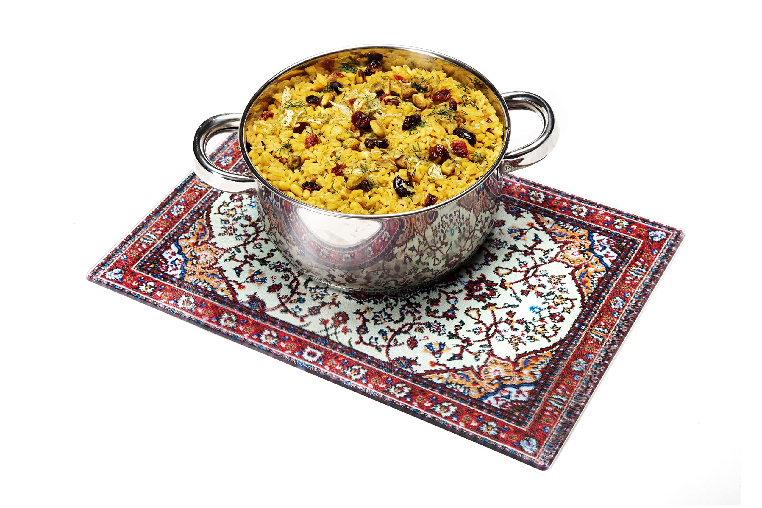 PELEG DESIGN Rugboard as a trivet protects surfaces with heat-resistant tempered glass.