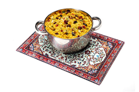 PELEG DESIGN Rugboard as a trivet protects surfaces with heat-resistant tempered glass.