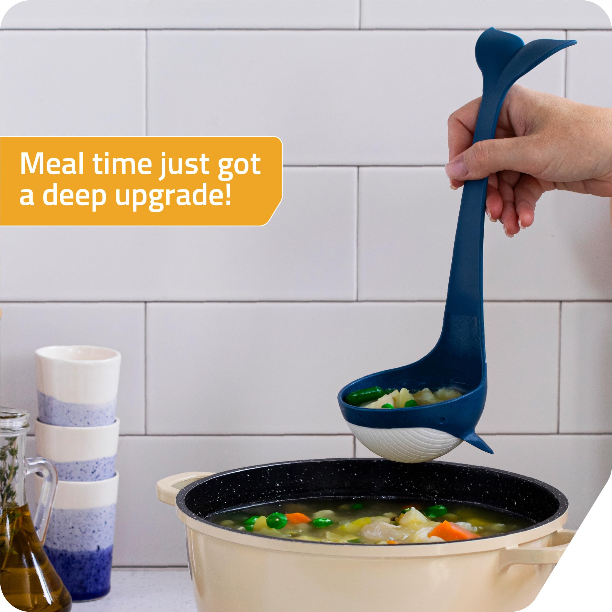 PELEG DESIGN Souper Tail ladle on table for entertaining settings