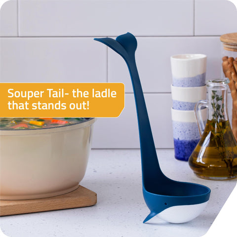 PELEG DESIGN Souper Tail ladle in pouring action for smooth serving