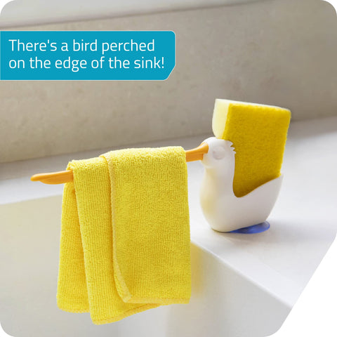 Pelix 2-in-1 kitchen organizer holds scrubber and dries cloth neatly.