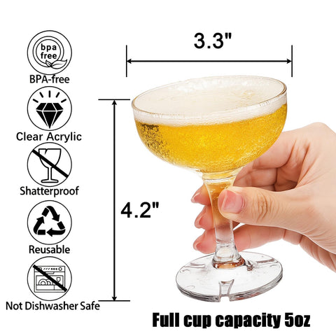 Peohud acrylic martini glasses with stackable bases for easy party setup