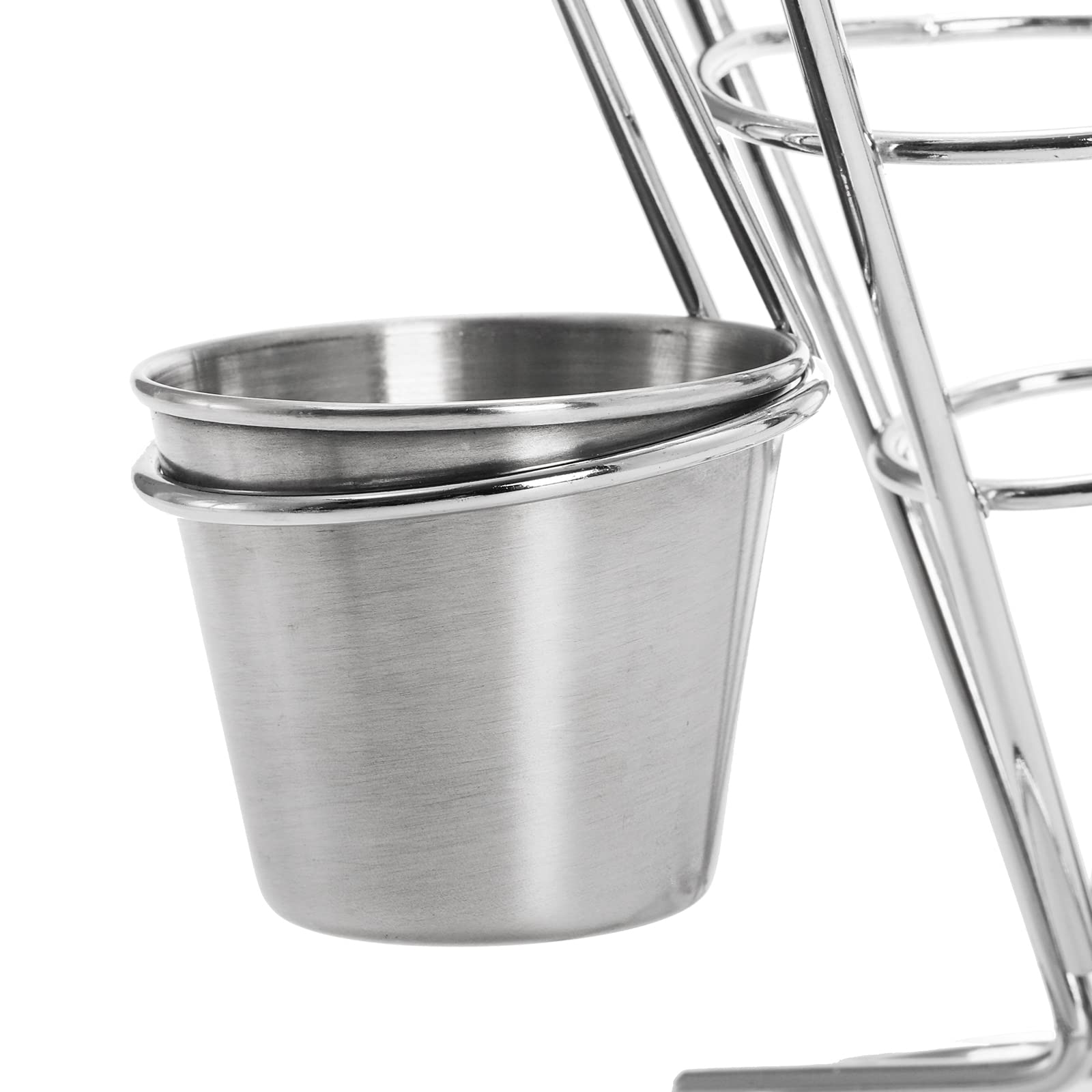 Peohud fried chicken display rack presents finger foods neatly.