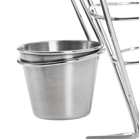 Peohud fried chicken display rack presents finger foods neatly.