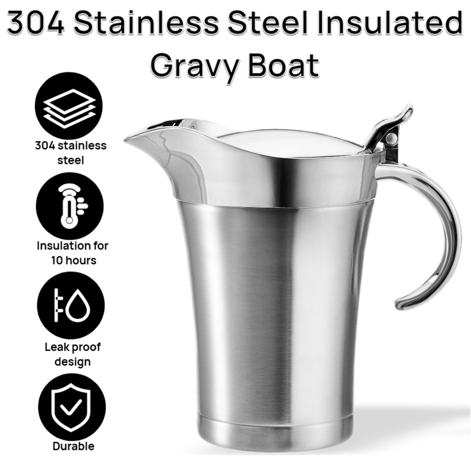 Peohud gravy boat with double-insulated wall preserves sauce heat longer