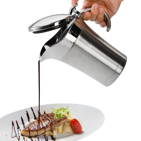 Peohud gravy boat with food-grade lid and handle to prevent burns