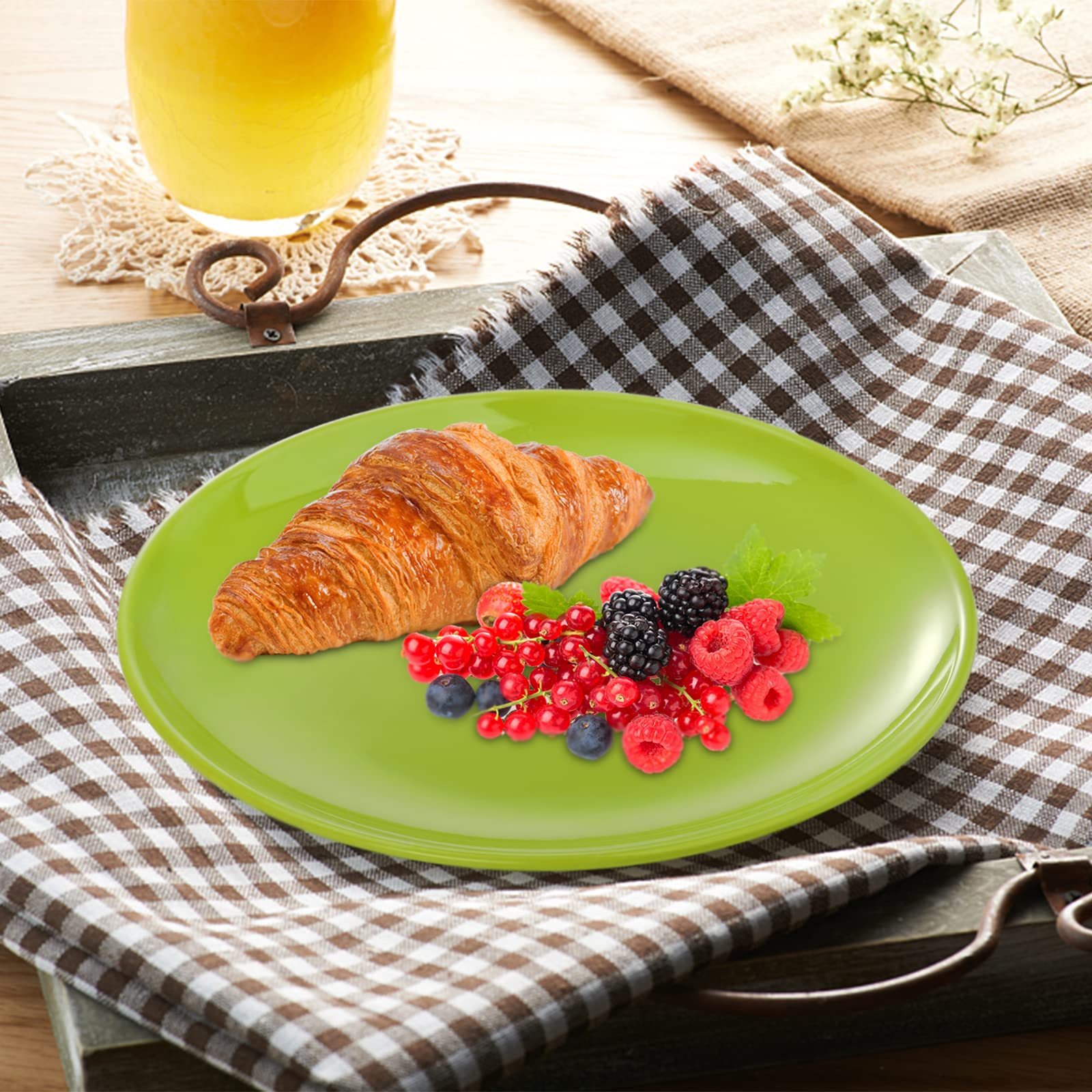 Peohud melamine plate in gray, stackable design saves cupboard space