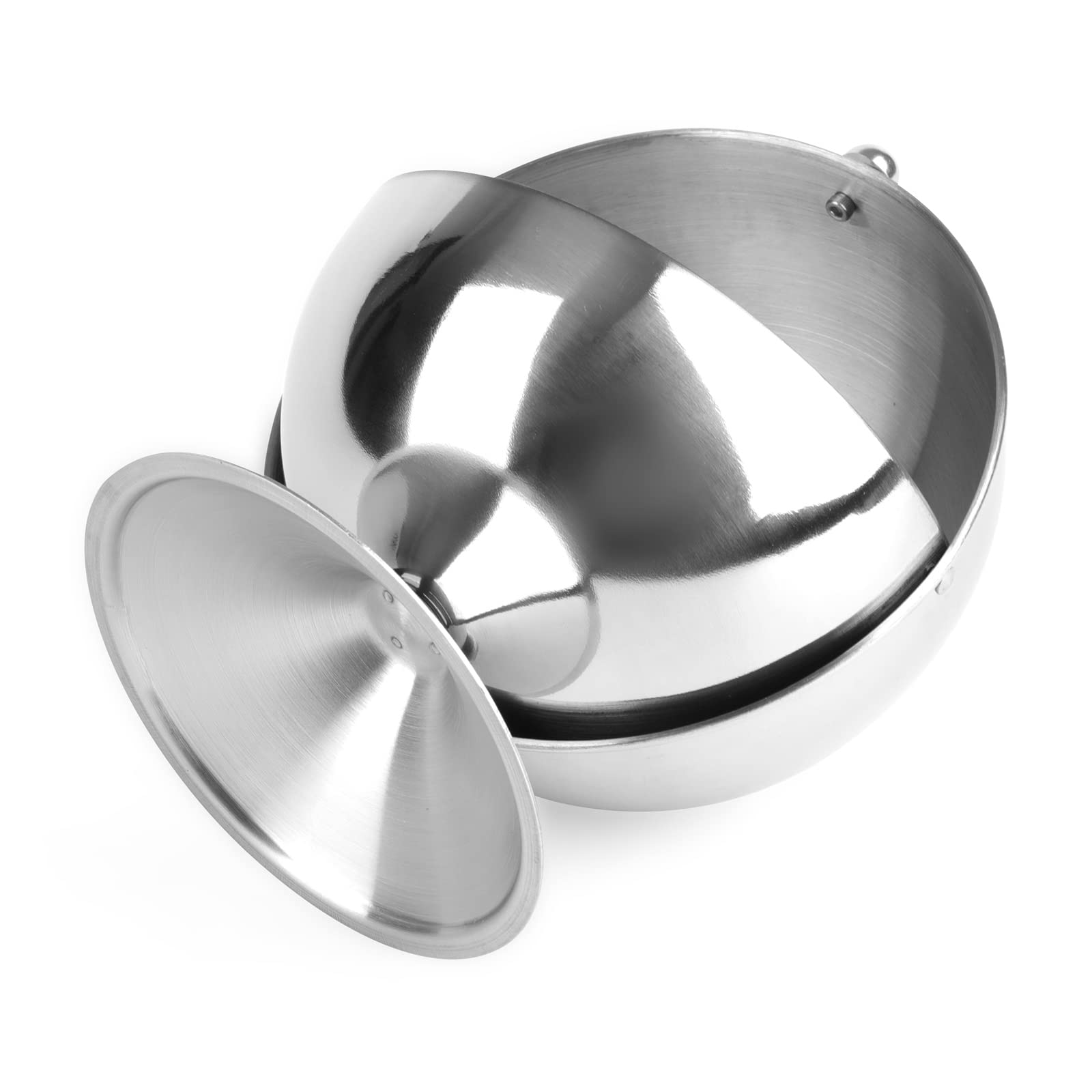 Peohud polished stainless steel sugar bowl close-up.