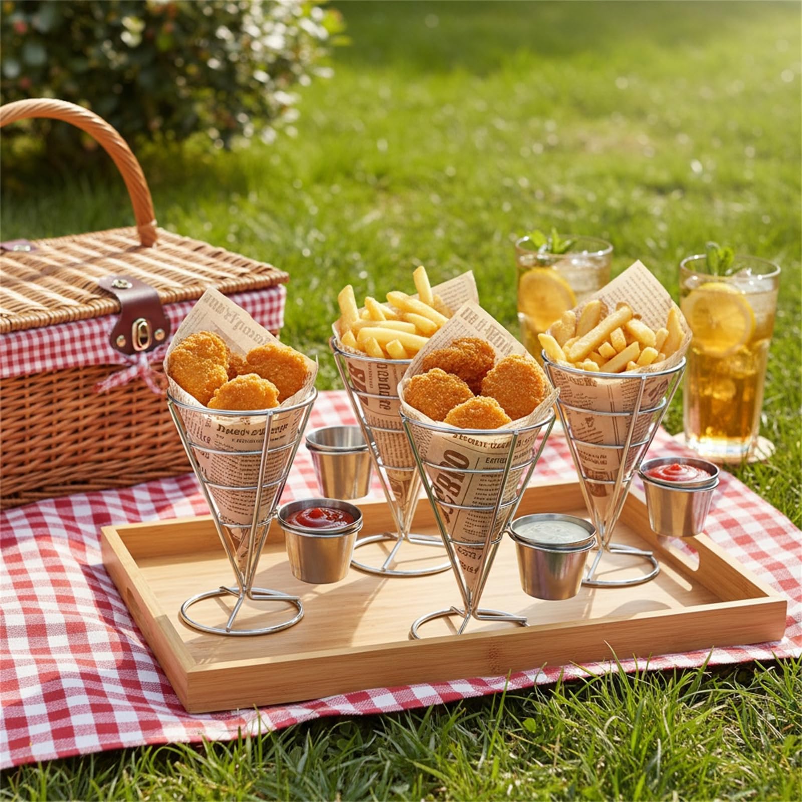 Peohud restaurant display cone rack enhances service flow.
