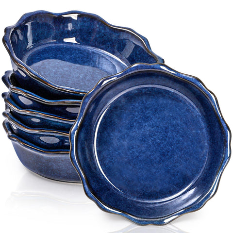 Peohud ruffled-edge ceramic pie pan adds elegant presentation.