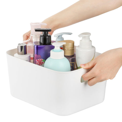 Peohud under-sink organizer bin keeps clutter contained and cabinets accessible.