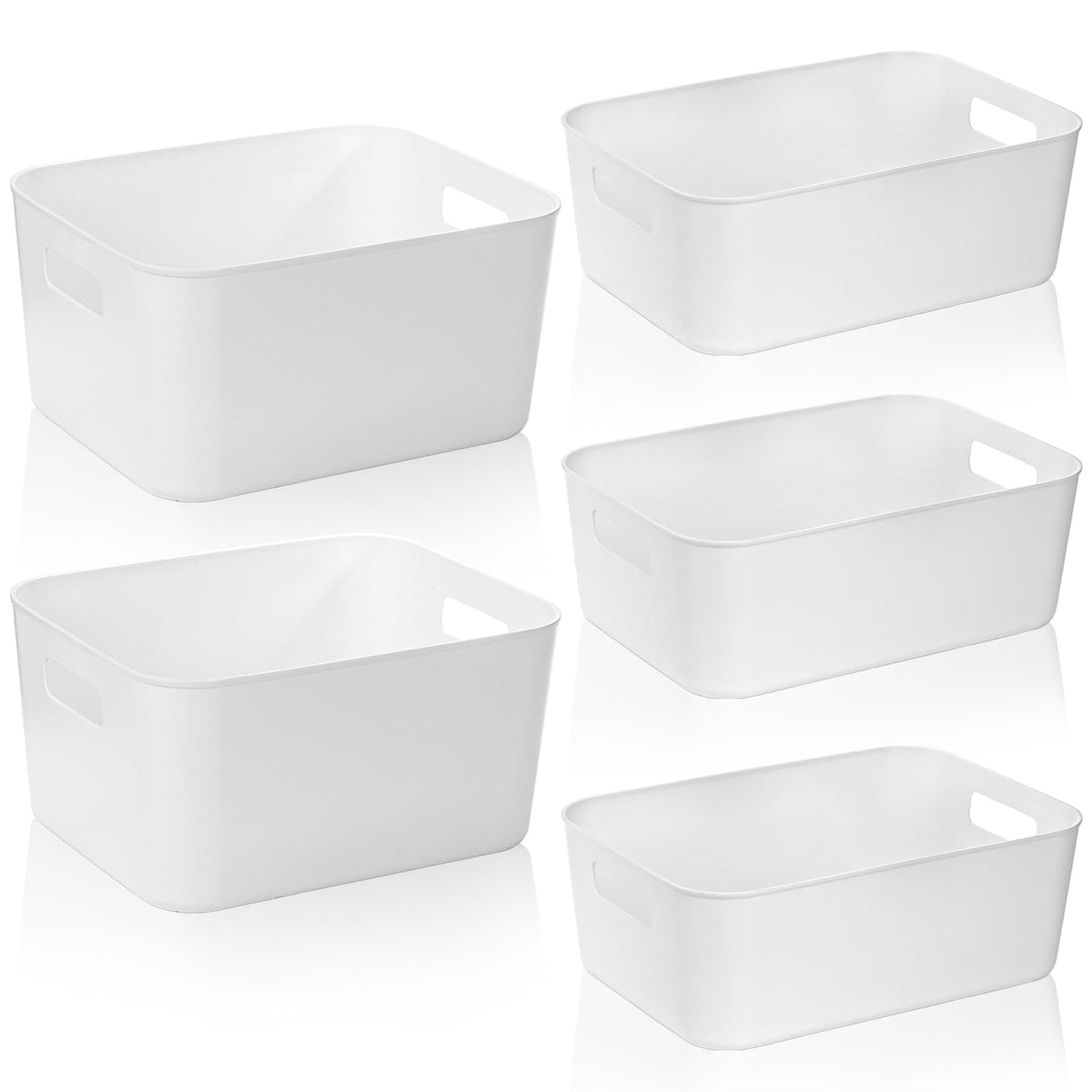 Peohud white storage bin, large open-front design for easy visibility and pantry organization.