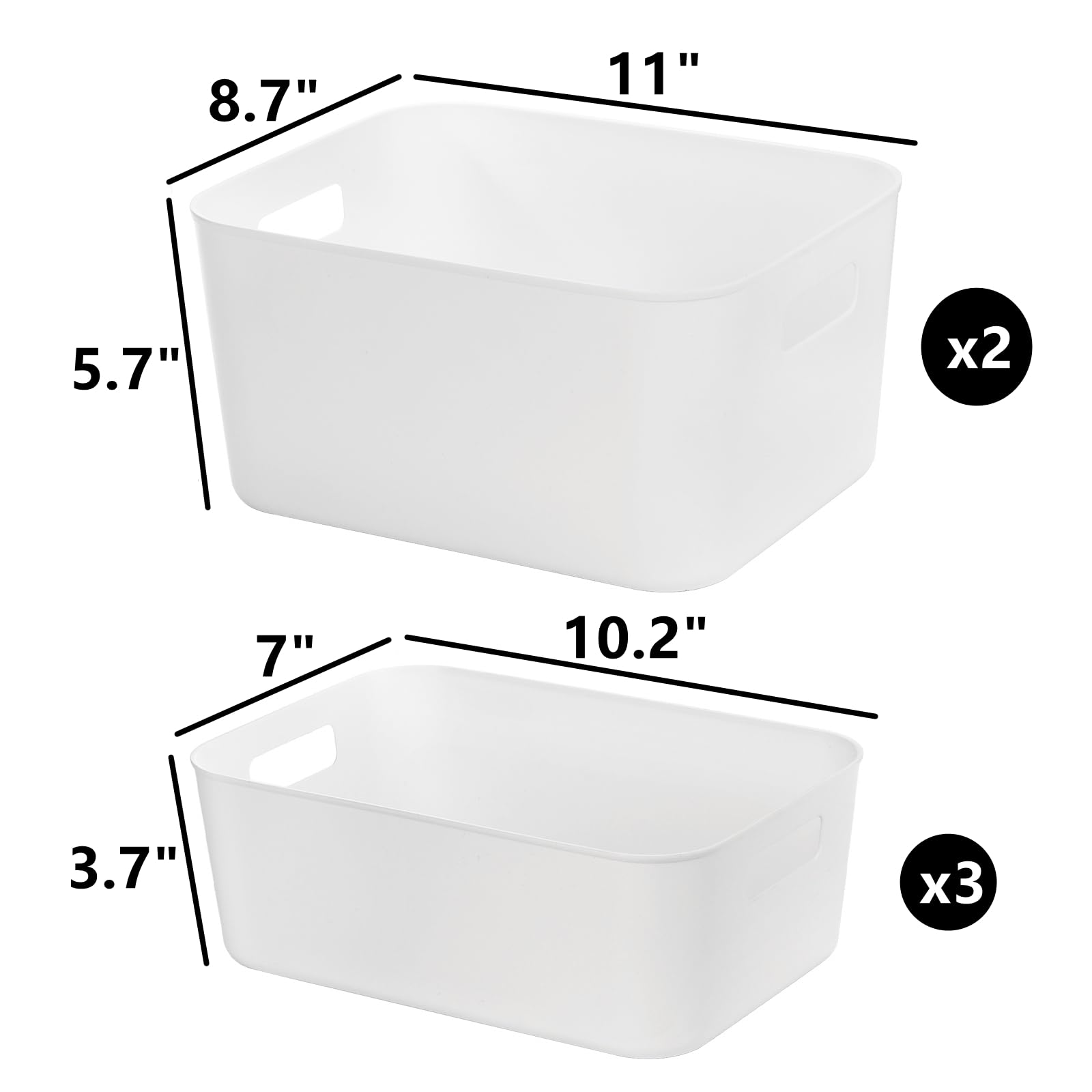 Peohud white storage bin small stackable fits in cabinets to save space.