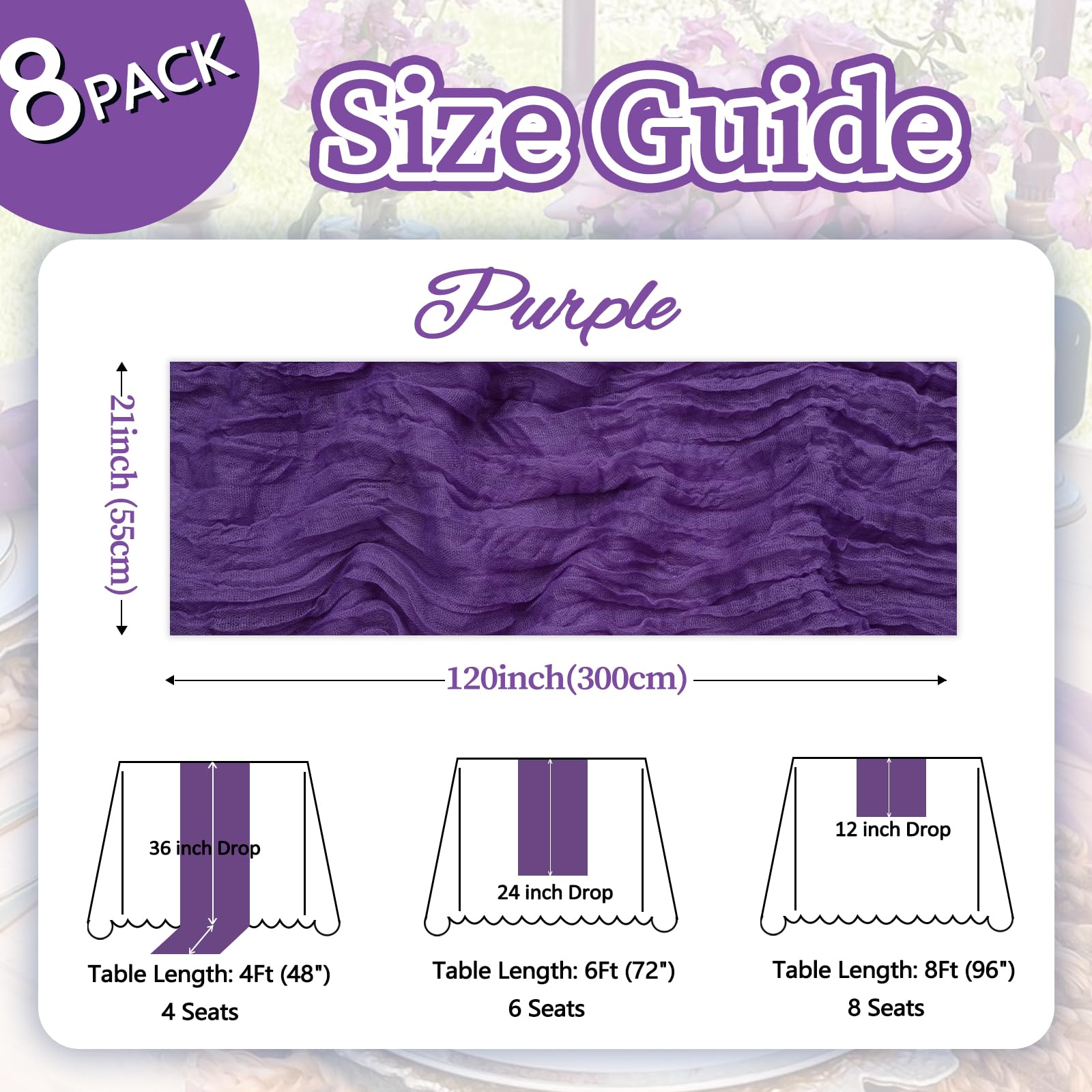 pepmily purple gauze table runner adds delicate flair to baby showers.